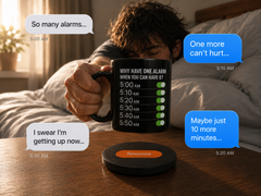 Black Alarm Clock Coffee Mug with Snooze Button Coaster – Black Ceramic Mug and Matching Coaster Set, Multiple Alarm Design, Gift for Heavy Sleepers, Morning Coffee Cup for Home or Office.